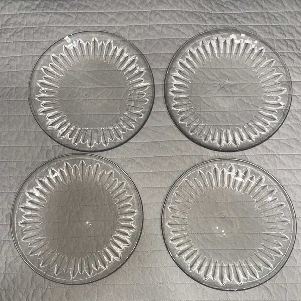 Set of Four Clear crystal baccarat Plates read all 7.5"